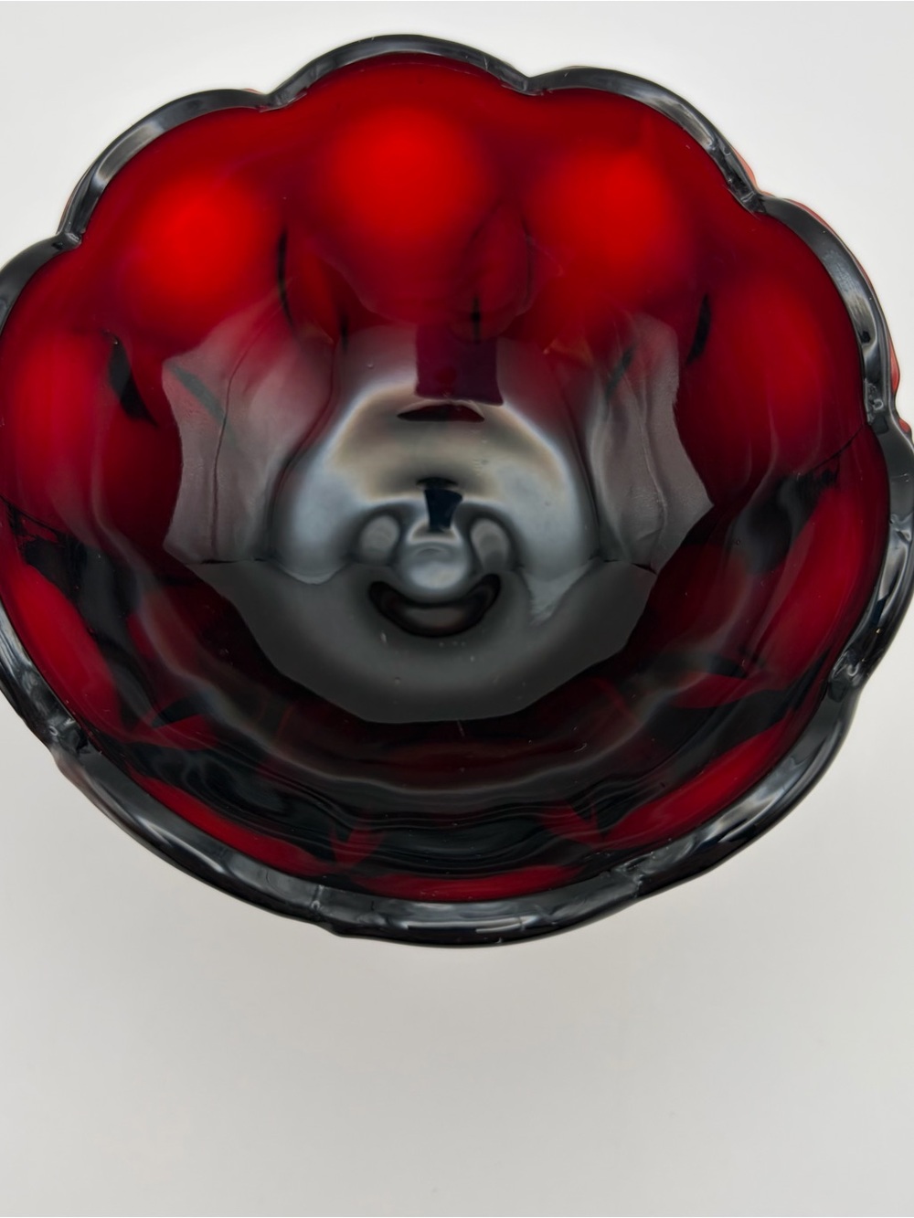 Vintage Anchor Hocking Royal Ruby Red Glass Compote Candy Dish Fairfield - Picture 3 of 5